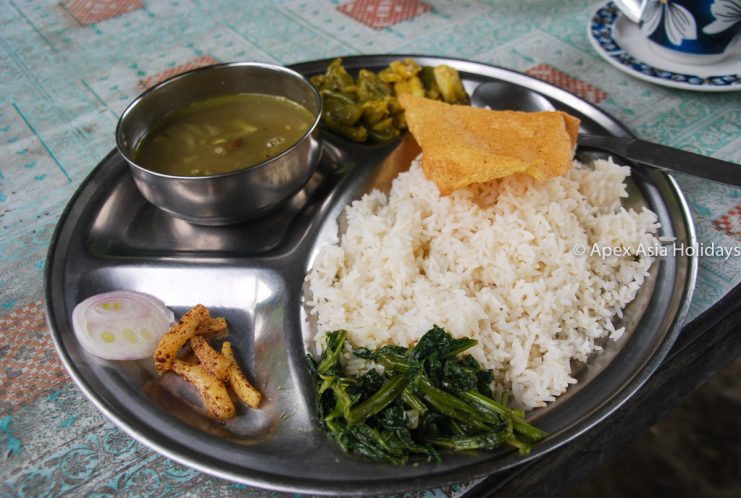 Local Dal Bhat in the Trekking route of Nepal. - Annapurna Circuit Trek