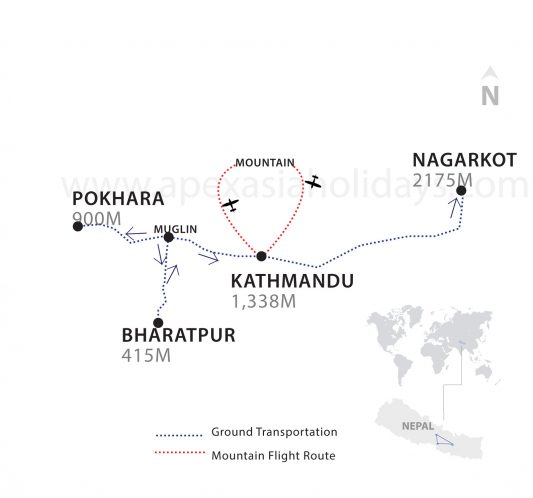 Nepal-Vista-Tour-Thumbnail-map A thumbnail map of Nepal Vista Tour by Apex Asia Holidays