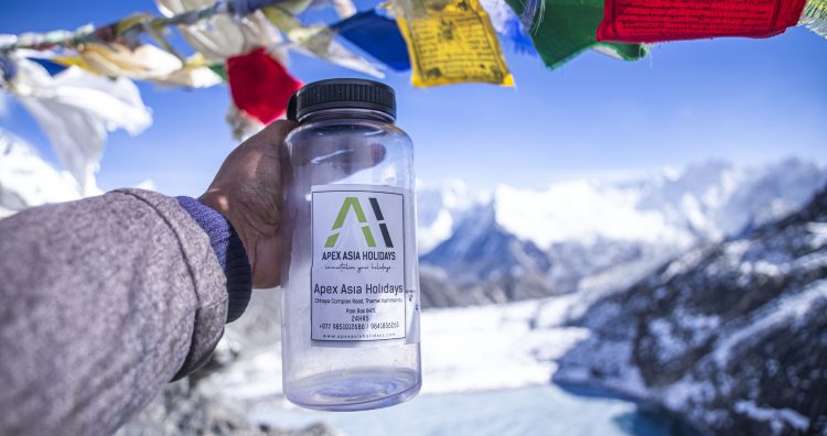 Reuseable Water Bottle while Treking in Himalaya