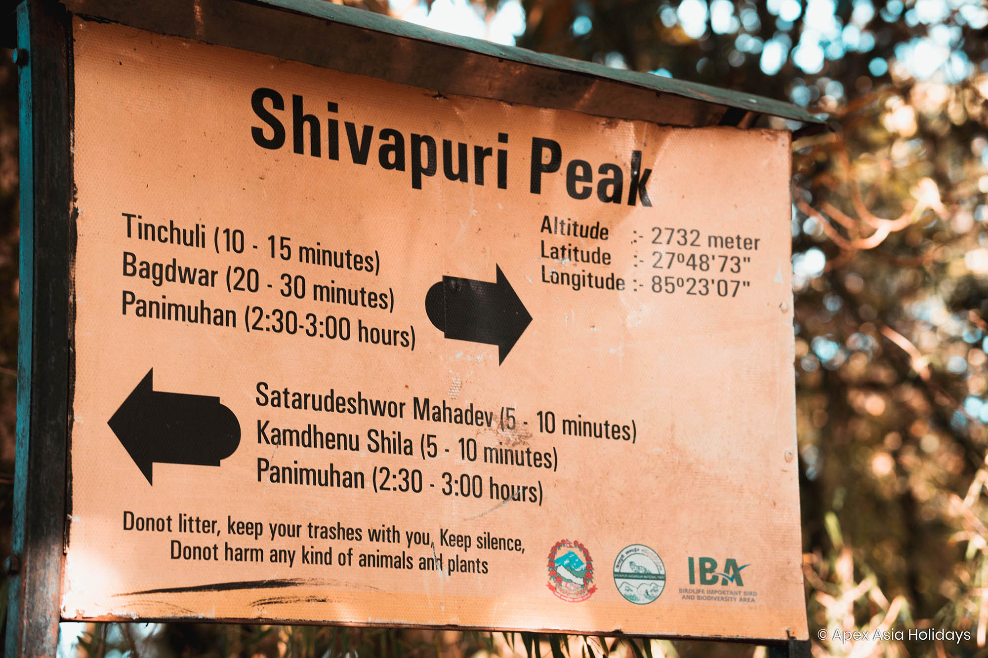 Sign board of Shivapuri